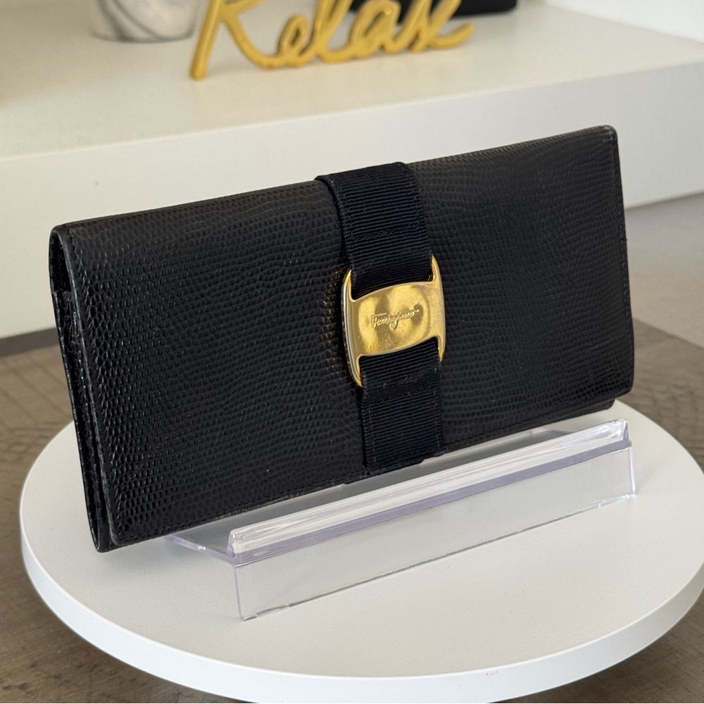 Salvatore Ferragamo Black Wallet w/ Box
